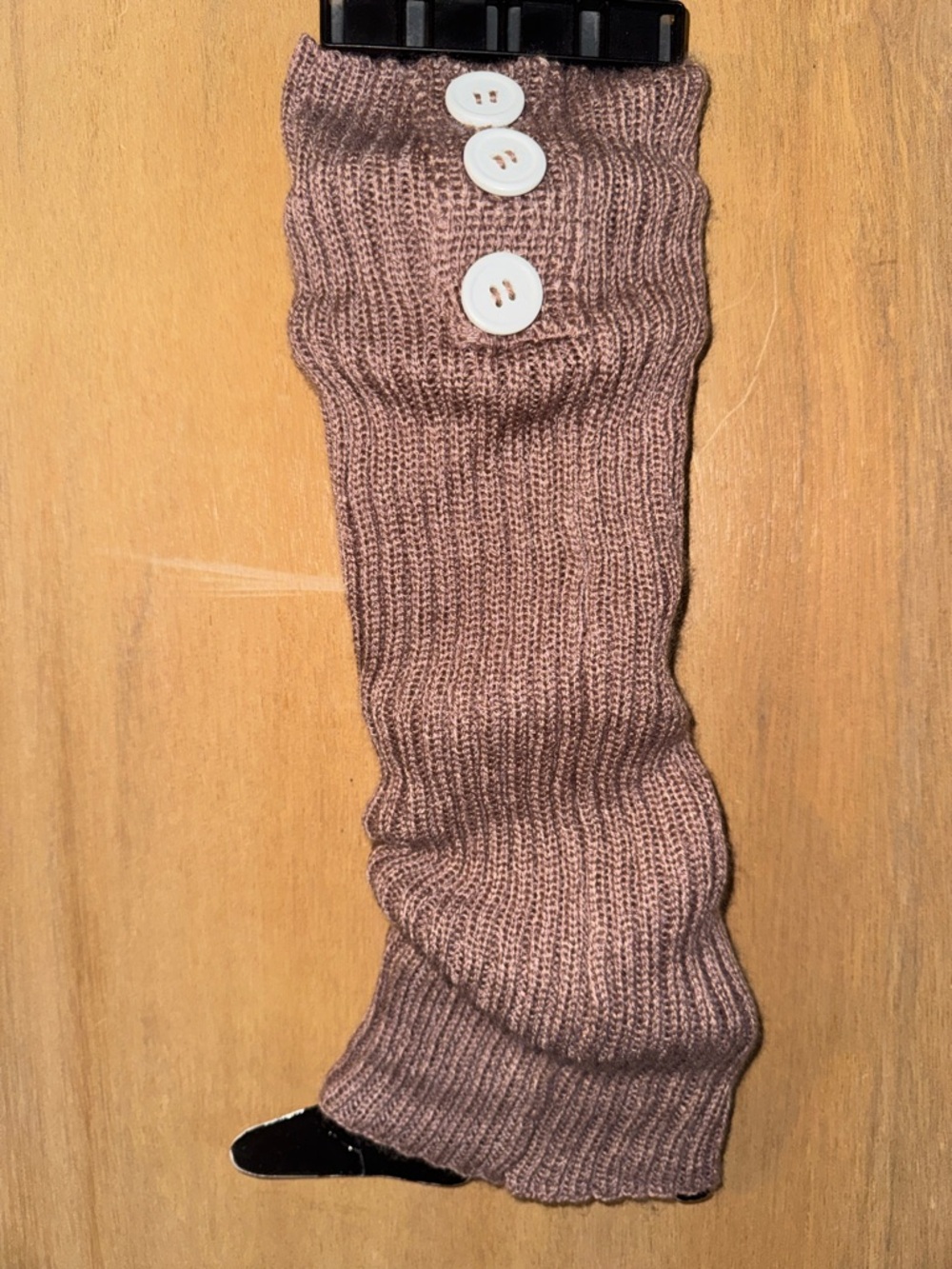 Icon Collection Knit Buttoned Leg Warmers in Mauve OS